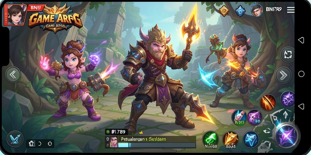 Menampilkan aksi pertarungan seru dalam game BNI789 ARPG.
