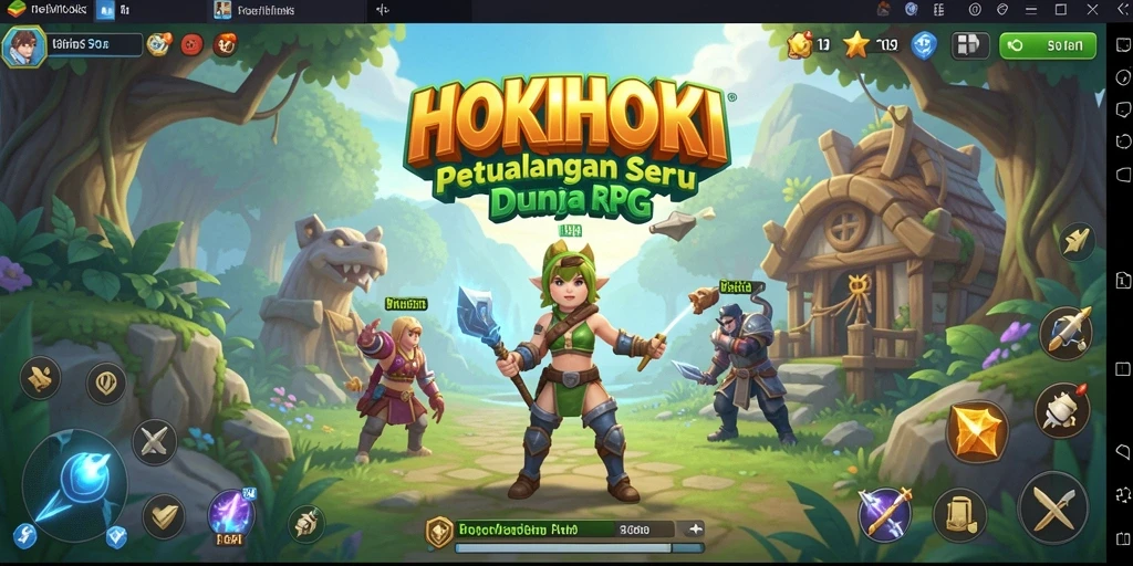 Tampilan gameplay HOKIHOKI dengan pertempuran mendebarkan.