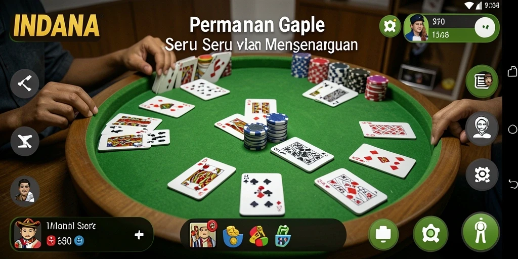 Tampilan gameplay seru di INDAAA dengan kartu Gaple.