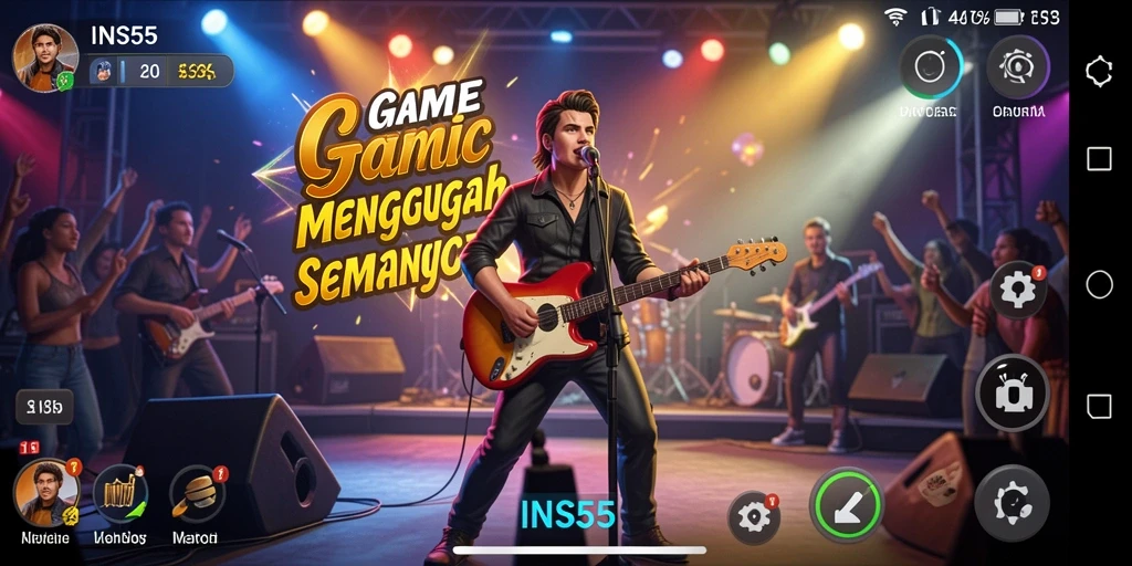 Gameplay INS55 dengan berbagai tantangan musik yang menarik.