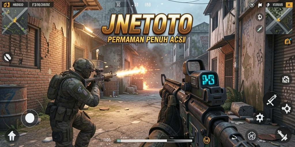 Screenshot JNETOTO menampilkan aksi tembak-menembak yang intens.