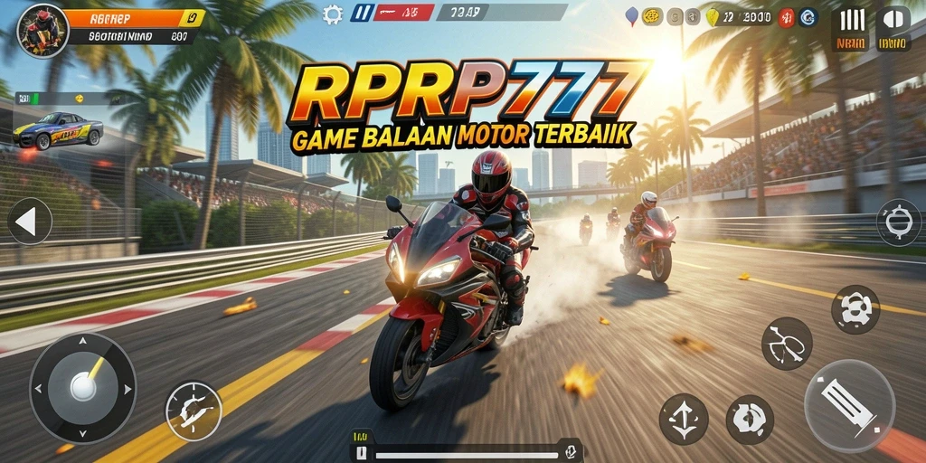 Tampilan gameplay RPRP777 yang mendebarkan dengan balapan motor yang seru.