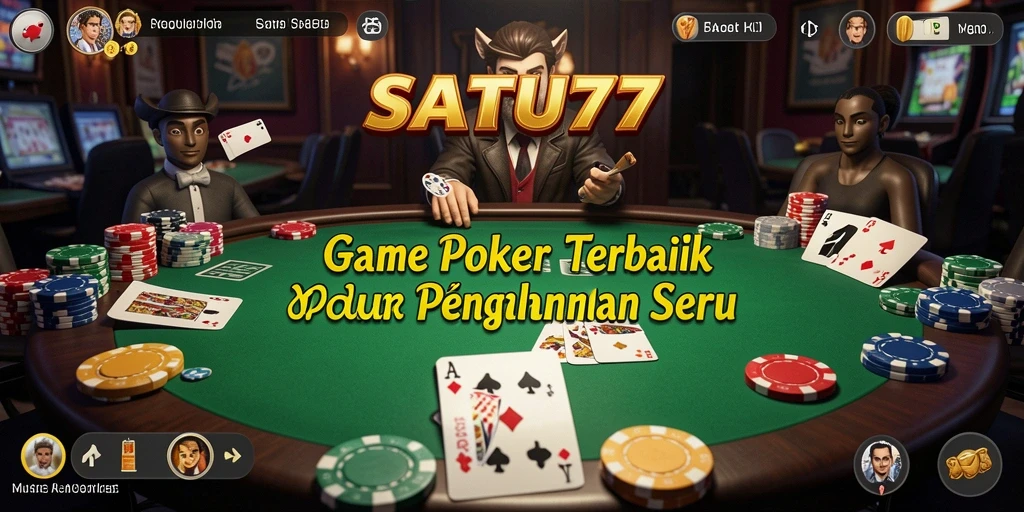 Tampilan utama gameplay Poker yang mendebarkan di SATU77.