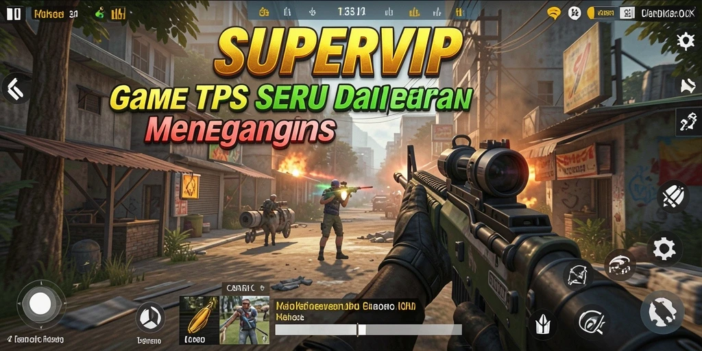 Tampilan gameplay menarik dari SUPERVIP yang menampilkan aksi tembak-menembak.